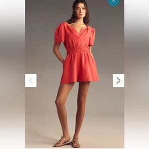NWT Anthropologie Somerset Romper Linen Coral Size XS
